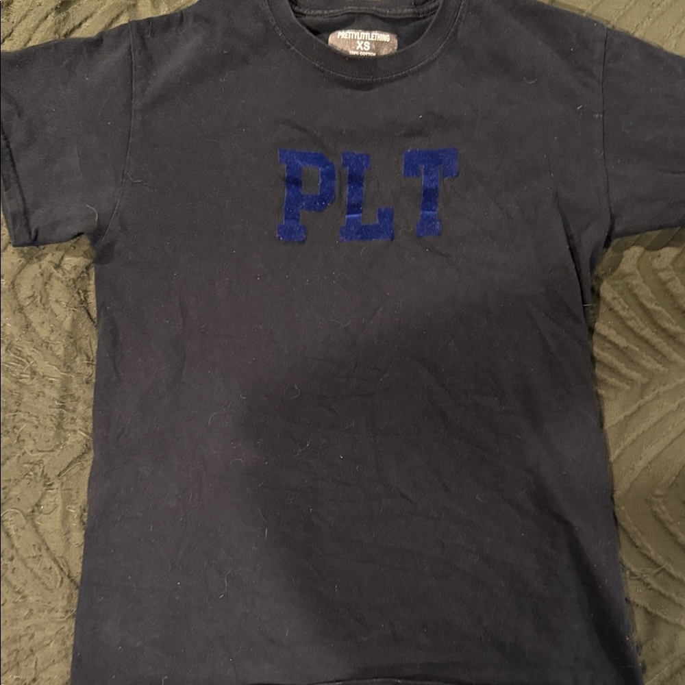 Used PrettyLittleThing Black Tee with Blue Logo